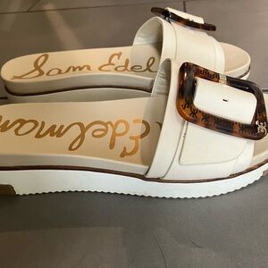 Sam Edelman Ariane Cream Leather Sandals Slides Women Size 7